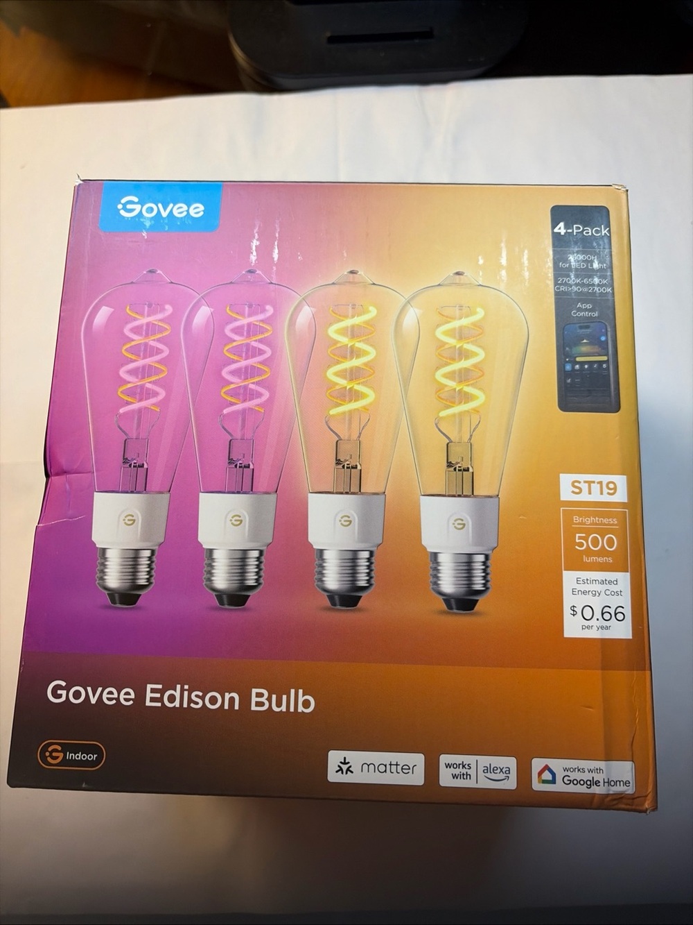 Govee Edison Bulbs, ST19(58), Smart Vintage Light Bulbs RGBWW with E26 Base